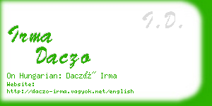 irma daczo business card